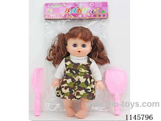 10’ 24cm 5 jointed hollow body female doll + comb + mirror
