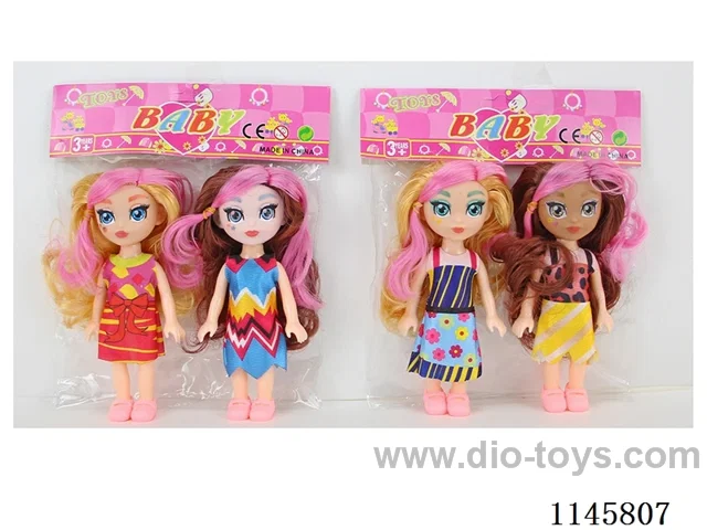 6’ 16cm 5 jointed solid body curly hair dolls two mixed packs