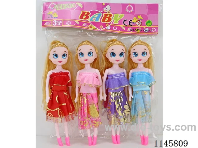 7’ 18cm 5 jointed solid Barbie 4pcs set