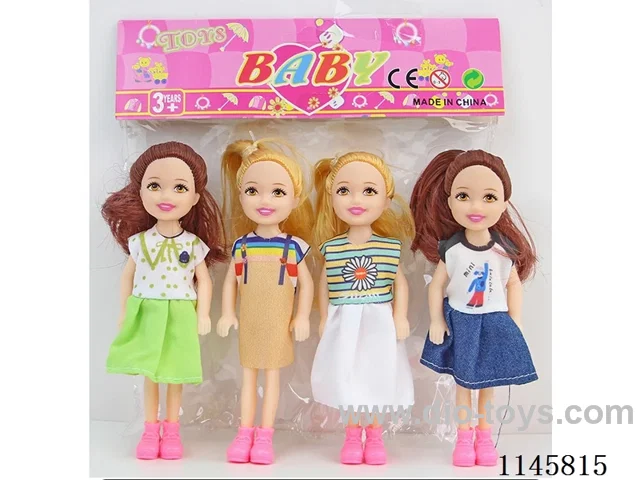 5.5’ 14cm 5 jointed solid body dolls 4pcs