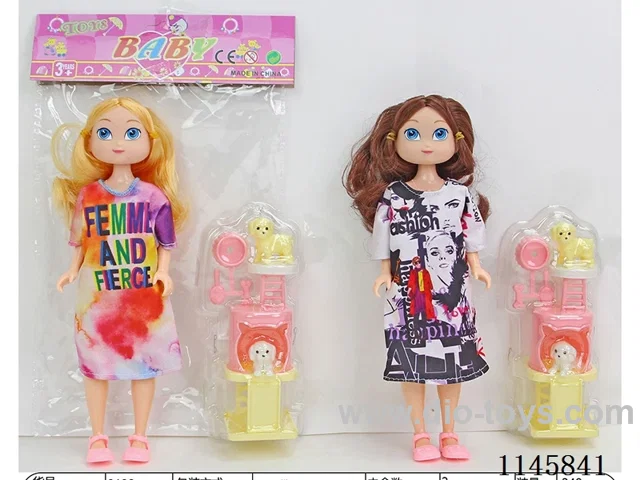 9’ 23.5cm 5 jointed solid doll + blister accessories two mixes
