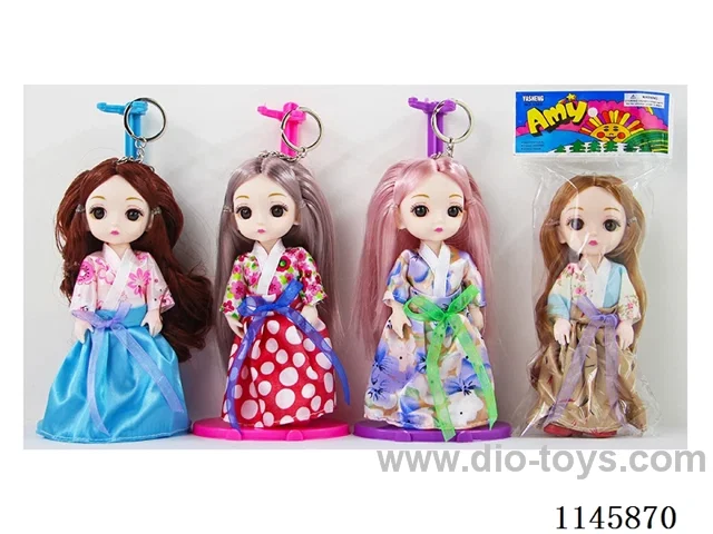 6’ Solid 13 jointed doll with keychain, multicolour mix