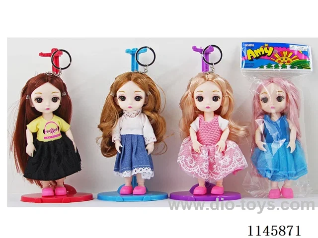 6’ solid 13 jointed doll with keyring, multicolour mix
