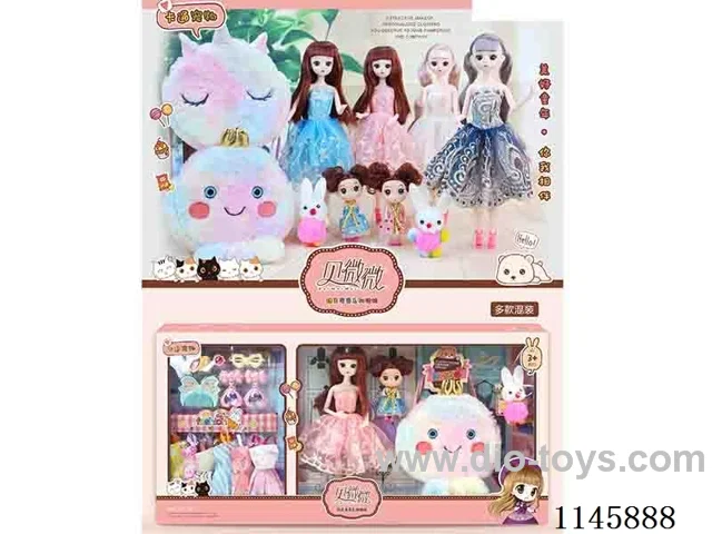11’ 30cm 11 jointed solid Barbie+plush bag+cosmetic+bunny mix&match