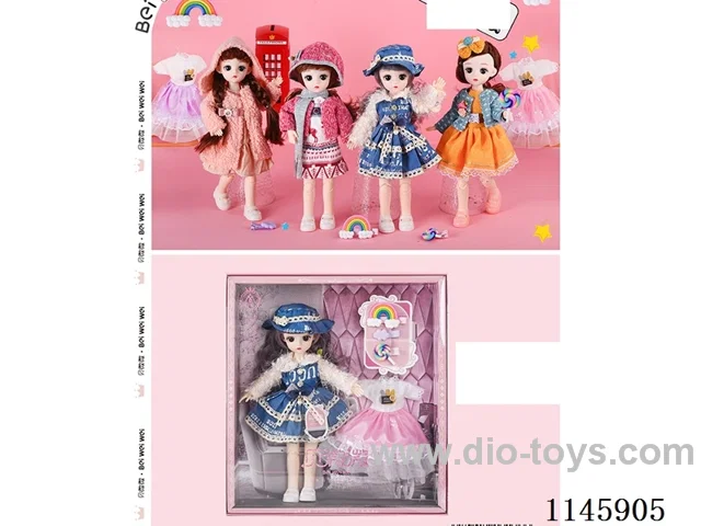 12 inch 30cm 21 jointed solid doll + rainbow hairpin + lollipop hairpin + clothes various mixes