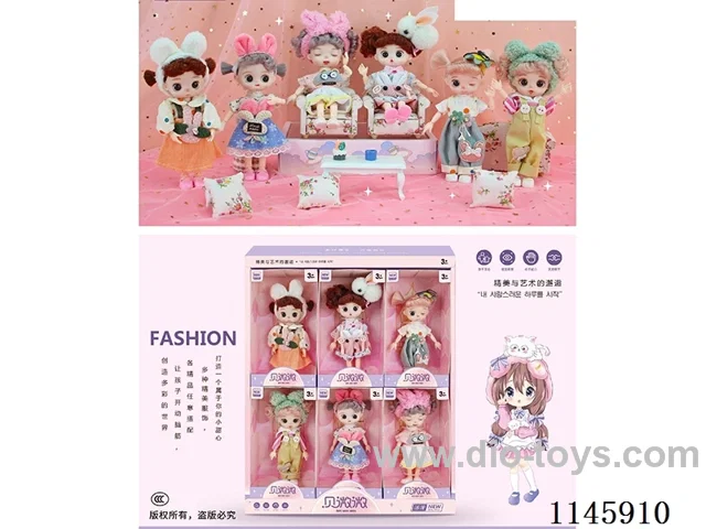 6’ 16cm 23 jointed solid doll with veil in presentation box of six