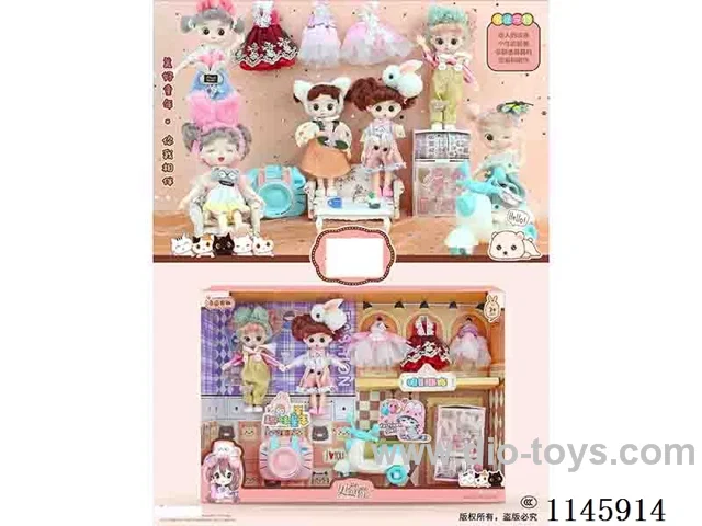 6’ 16cm 23 jointed solid doll + motorbike + clothes + stickers + camera mixed varieties