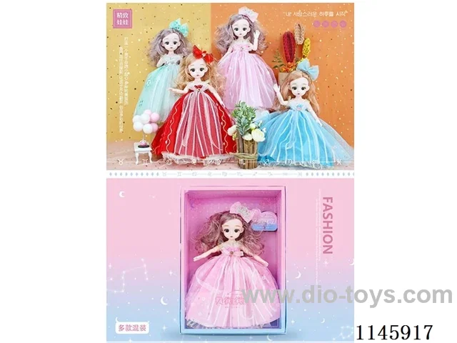 12’ 30cm 21 jointed Solid Doll + Bow Tie Assortment