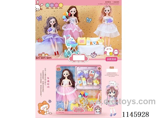 11.5″30cm 11 jointed Barbie + shopping cart + balloons + ice cream + suitcase various mixes