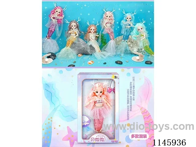 12’ 30cm 21 jointed mermaid doll with headdressMultiple mixes
