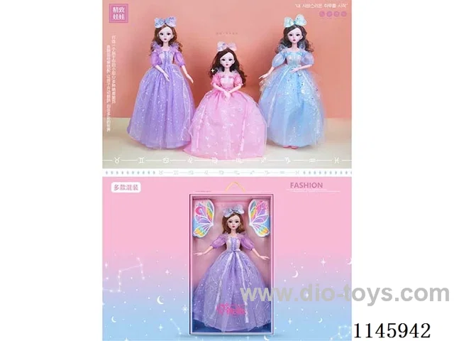 22’ 60cm 19 Jointed Solid Doll + Bowknot Hair Accessories Three Mixes