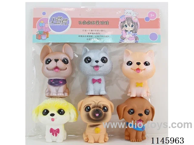 Q Vinyl Puppy 6pcs with BB Whistle