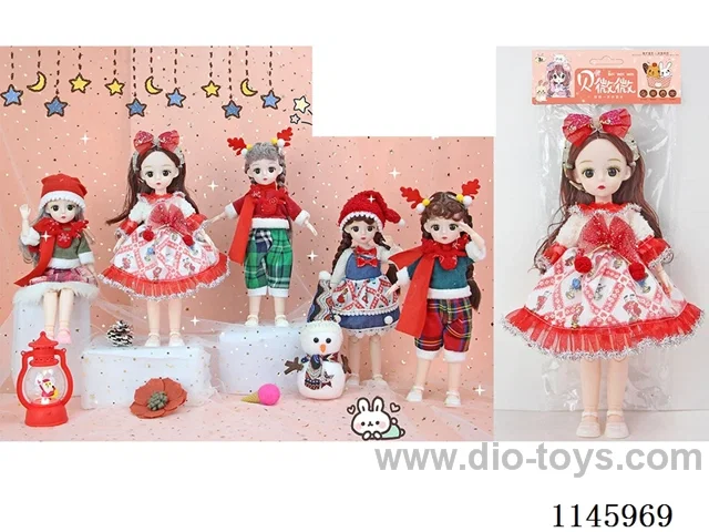 12’ 30cm 21 jointed solid doll with Christmas costume mix and match