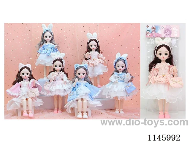 12’ 30cm 21 jointed solid doll + bag assortment