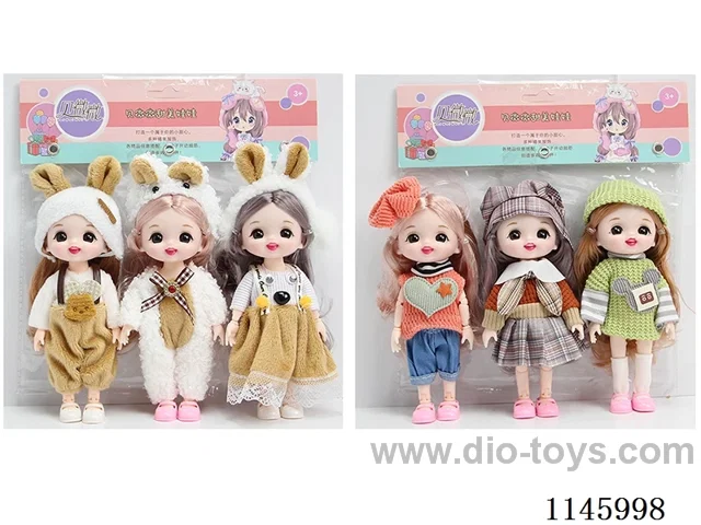 6 inch 16cm 13 jointed solid doll 3PCS two mixes