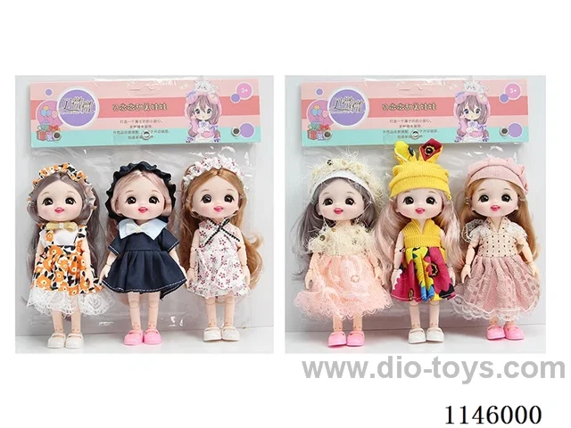 6 inch 16cm 13 jointed solid doll 3PCS two mixes