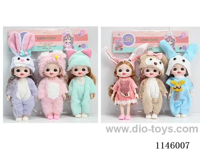 6 inch 16cm 13 jointed solid doll 3PCS two mixed