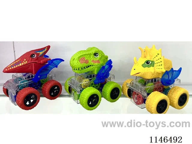 Inertia Tooth and Wheel Flashing Dinosaur Car (9PCS)