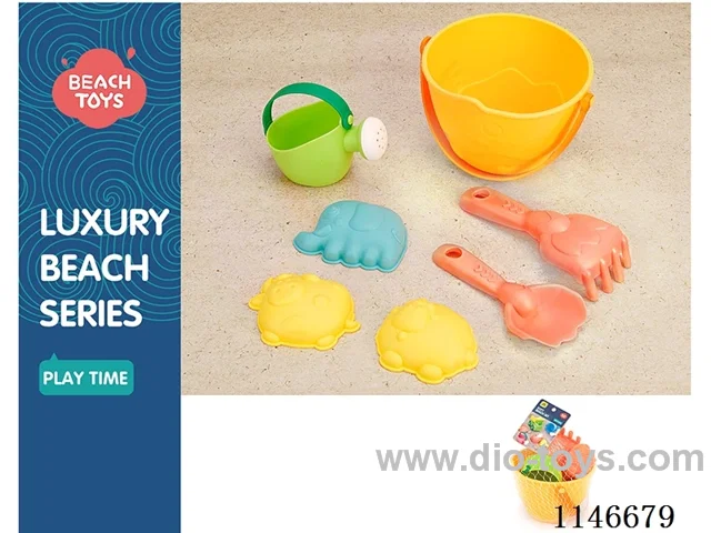 Soft rubber beach pail (set of 7)