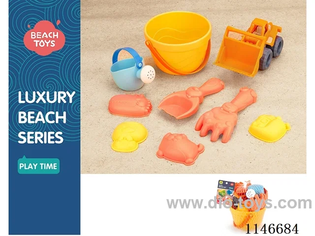 Soft Rubber Beach Bucket (9-Piece Set)