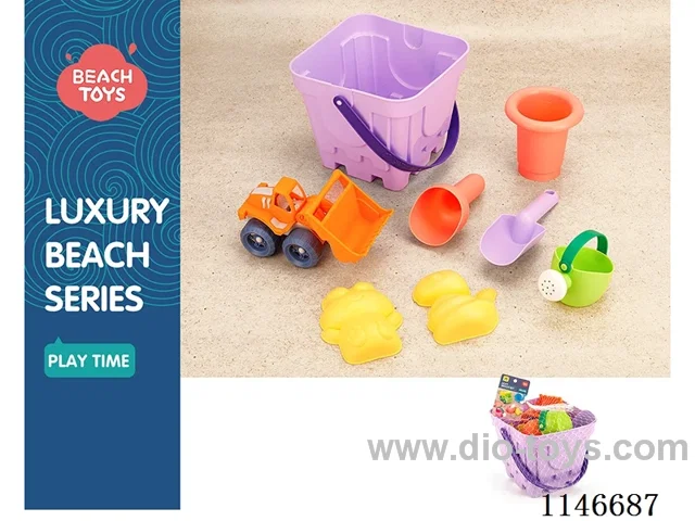 Soft Rubber Beach Bucket (8 Pcs Set)