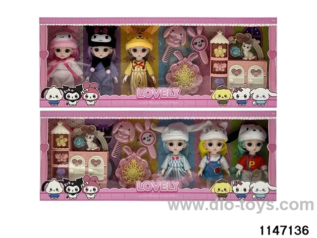 6 inch 13 jointed doll set