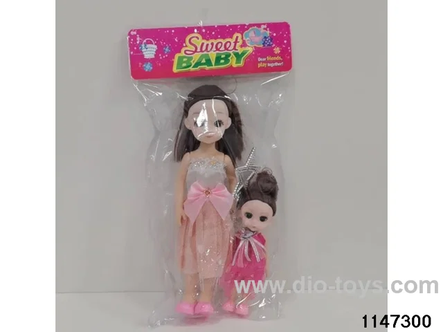 12 inch with 6 inch Barbie doll
