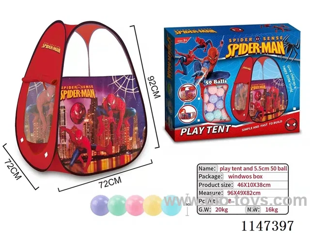 72cm Spider-Man Kids Tent + 50 5.5cm Ocean Balls