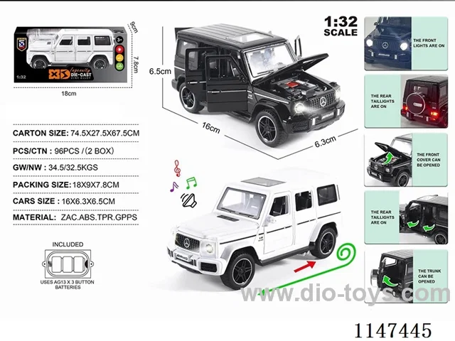 English 1:32 die-cast zinc alloy light and sound effects Mercedes G63 car model