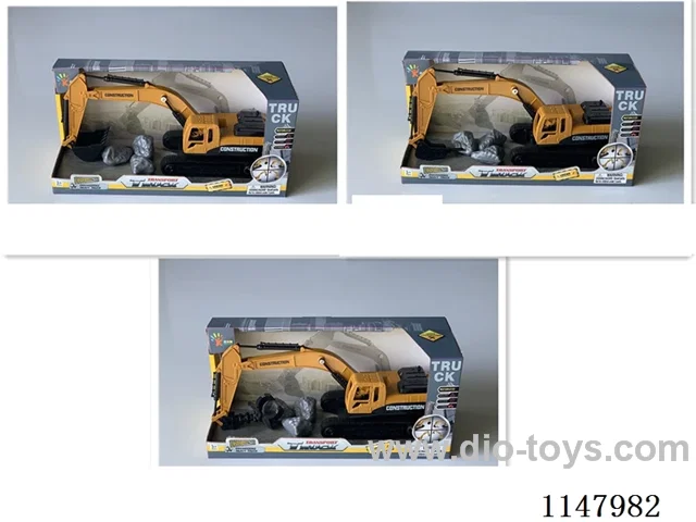 Inertial engineering excavator + drill + grapple (3 types mixed) with movement
