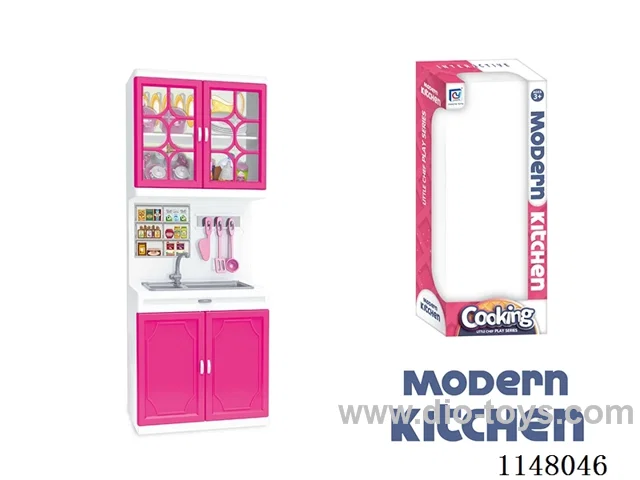 Pink solid colour kitchen set