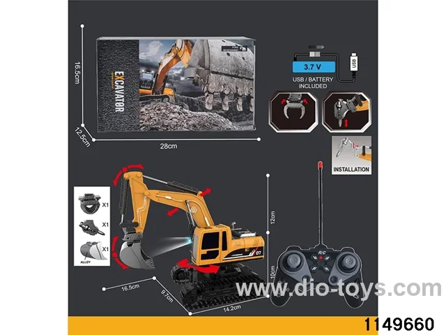 1:22 27MHz 6ch 4 in1 RC Construction Vehicle with Lights