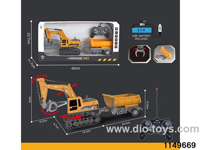 1:22 27MHz 6ch RC Construction Vehicle with Lights