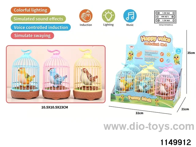 6pcs Sound-activated Single Bird Cage W L/M