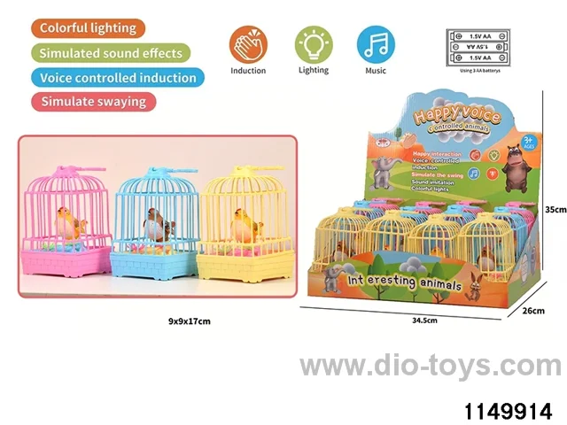 12pcs Sound-activated Single Bird Cage W L/M