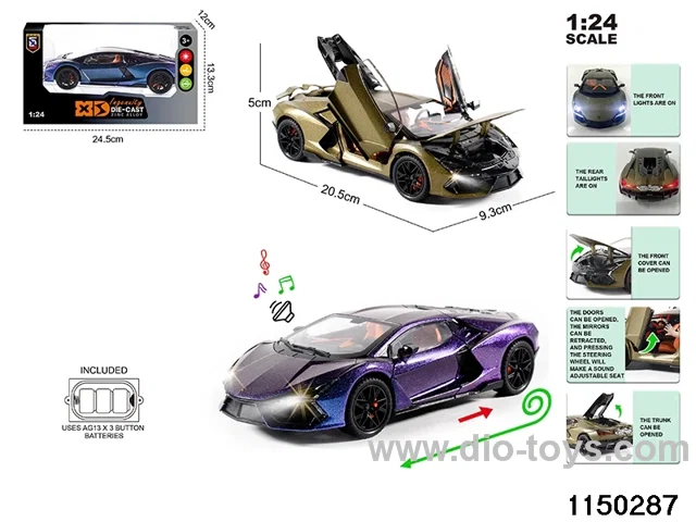 1:24 alloy pull back car with light and sound