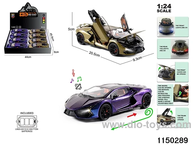 1:24 alloy pull back car with light and sound
