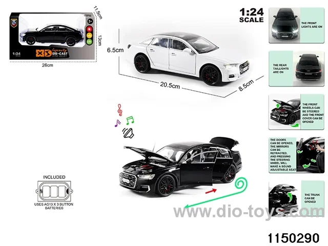 1:24 alloy pull back car with light and sound