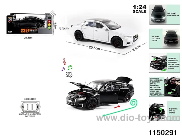 1:24 alloy pull back car with light and sound