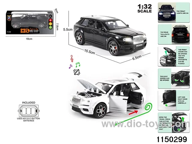 1:32 alloy pull back car with light and sound