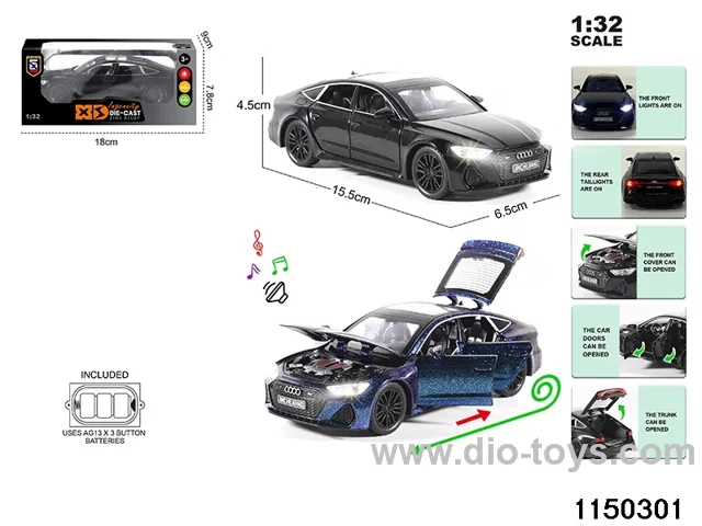 1:32 alloy pull back car with light and sound