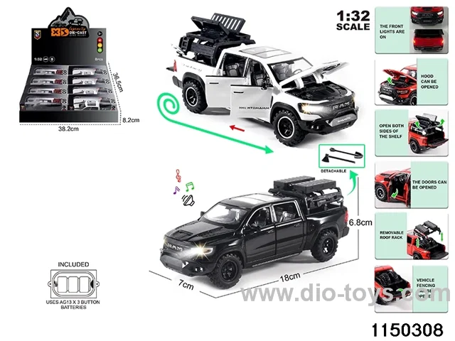 1:32 alloy pull back car with light and sound