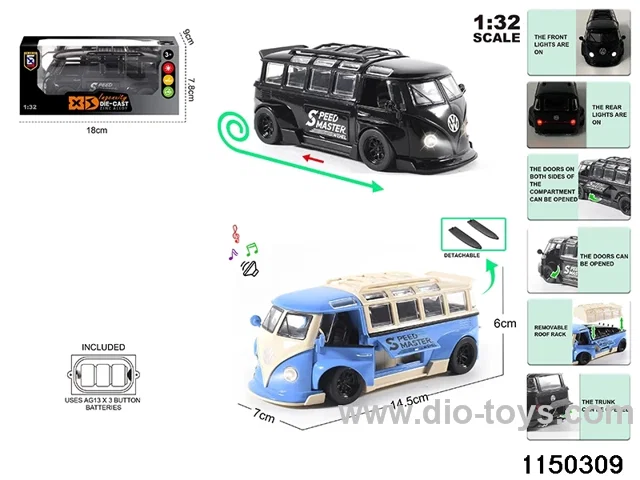 1:32 alloy pull back car with light and sound