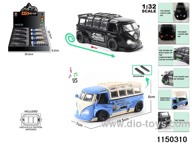 1:32 alloy pull back car with light and sound