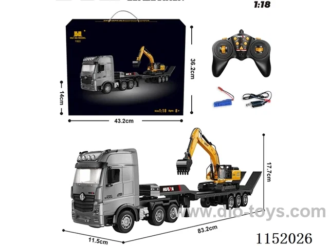 1:18 9ch rc alloy Trailer + static excavator