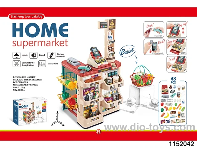 SUPERMARKET SET WITH ELECTRIC SCANNER, CASH REGISTER, CARD MACHINE (2 AAA 2 AA WITHOUT ELECTRICITY, 2 AG13 WITHOUT ELECTRICITY), WITH SHOPPING BASKET