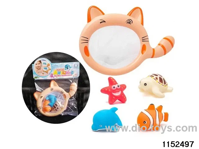 The cat catches the fish