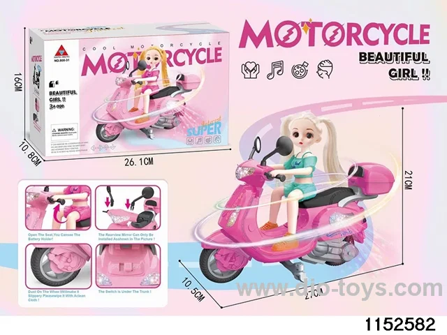 Electric Motorcycle Rider Girl with Light and Music
