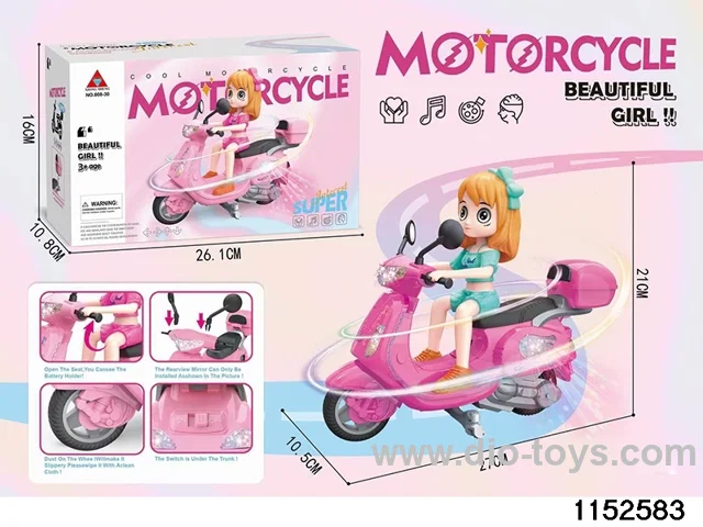 Electric Motorcycle Rider Girl with Light and Music