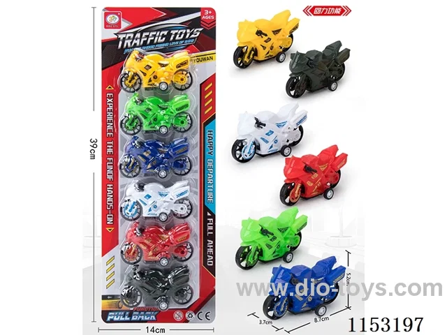 6 colours pull back motorbike with compartments (environmentally friendly material) 6PCS
